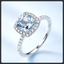 Blue Cushion ZC Ring sterling silver 925 plated 316L