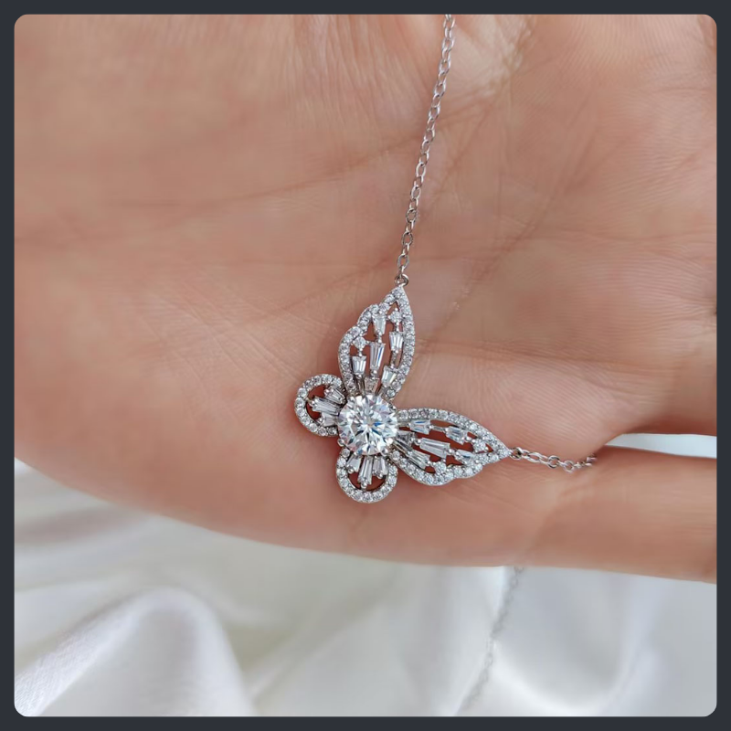 Minimalist Butterfly ZC Necklace sterling silver 925 plated 316L