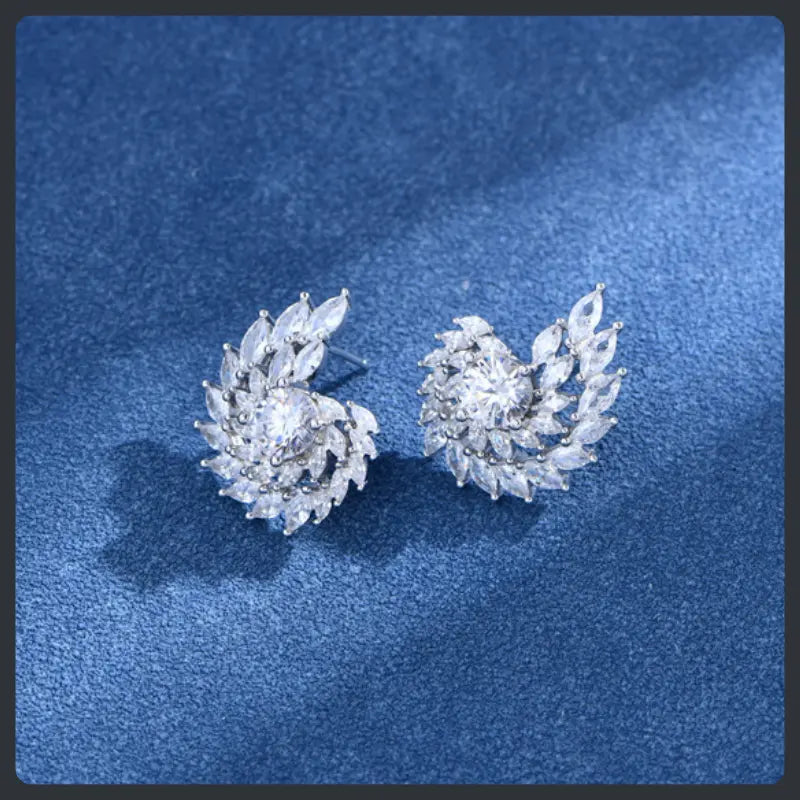 Swirl Design ZC Stud Earrings sterling silver 925 plated 316L