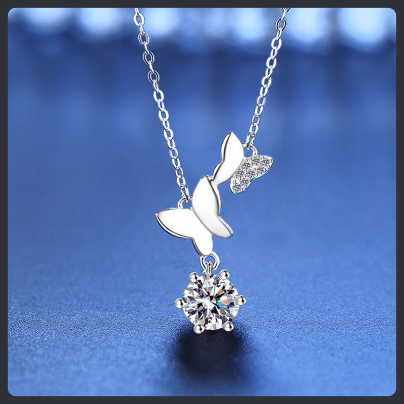 Fine Butterfly ZC Choker Necklace sterling silver 925 plated 316L