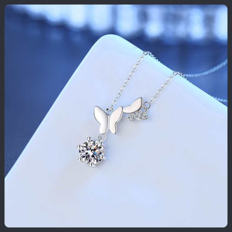 Fine Butterfly ZC Choker Necklace sterling silver 925 plated 316L