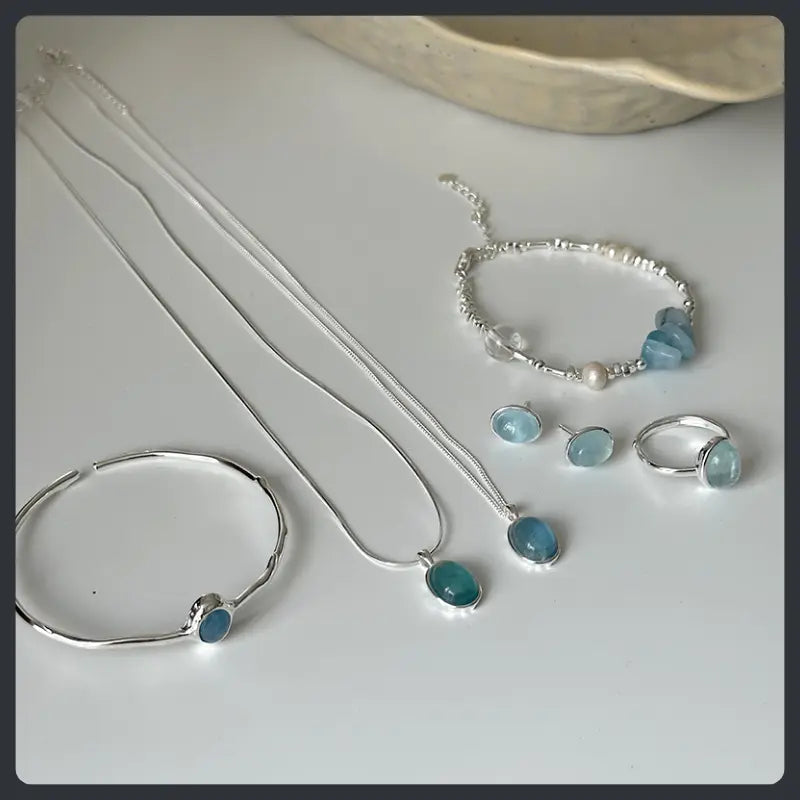 Bead Style ZC Jewelry Set silver plated 316L