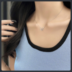 Hollow Crystal Butterfly ZC Necklace sterling silver 925 plated 316L