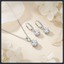 Sparkling Round ZC Necklace Earrings sterling silver 925 plated 316L