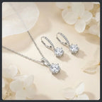 Sparkling Round ZC Necklace Earrings silver plated 316L