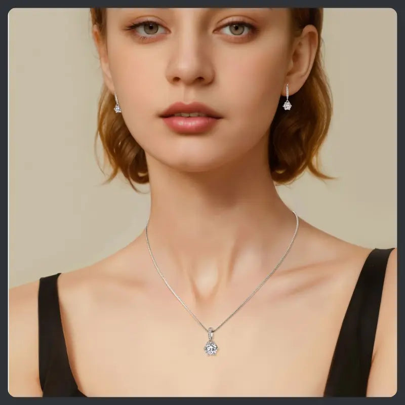 Sparkling Round ZC Necklace Earrings silver plated 316L Secondary image