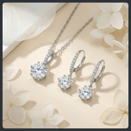 Sparkling Round ZC Necklace Earrings sterling silver 925 plated 316L