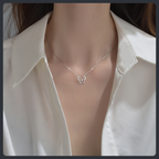 Hollow Crystal Butterfly ZC Necklace sterling silver 925 plated 316L