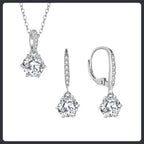 Sparkling Round ZC Necklace Earrings silver plated 316L