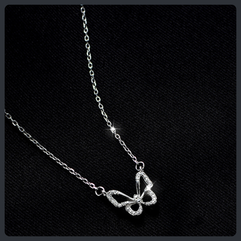 Hollow Crystal Butterfly ZC Necklace sterling silver 925 plated 316L