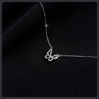 Hollow Crystal Butterfly ZC Necklace sterling silver 925 plated 316L