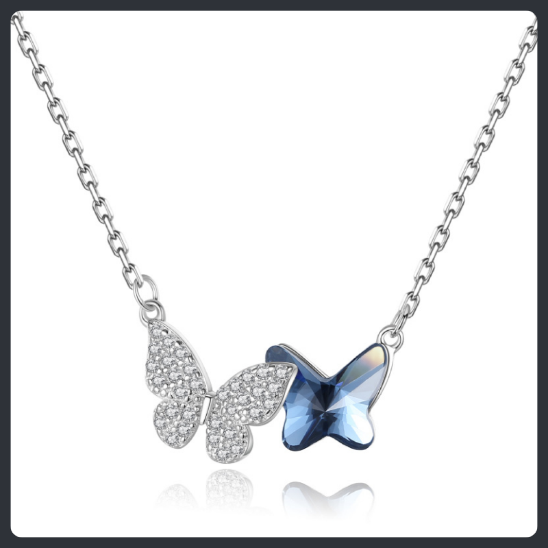 Butterfly ZC Pendant Necklace sterling silver 925 plated 316L