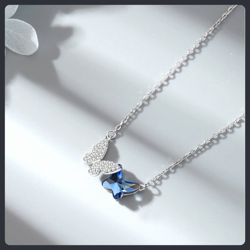 Butterfly ZC Pendant Necklace sterling silver 925 plated 316L