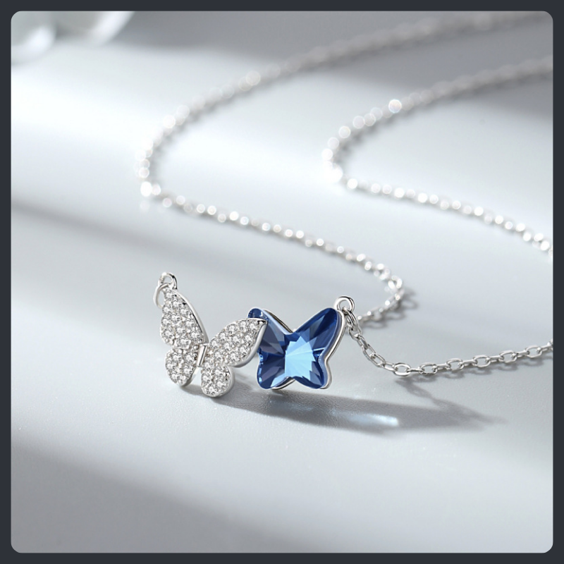 Butterfly ZC Pendant Necklace sterling silver 925 plated 316L
