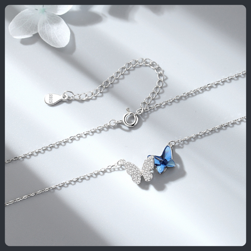 Butterfly ZC Pendant Necklace sterling silver 925 plated 316L