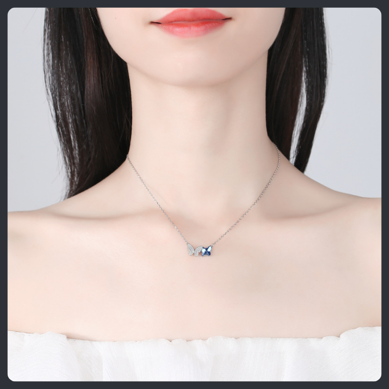 Butterfly ZC Pendant Necklace sterling silver 925 plated 316L
