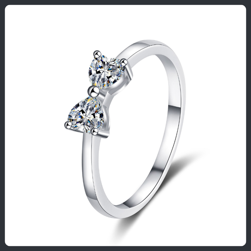 Butterflies Heart ZC Ring sterling silver 925 plated 316L