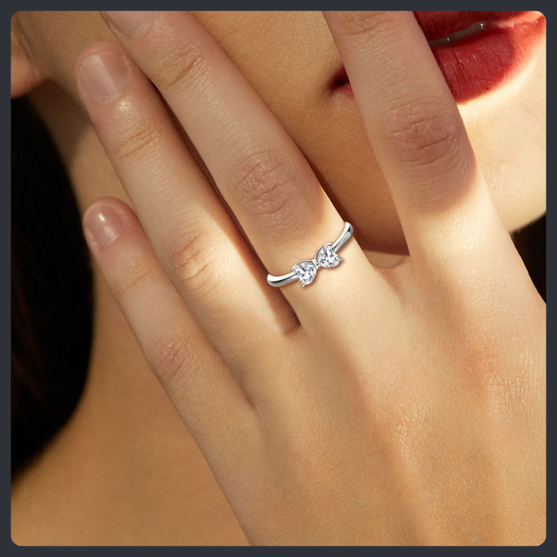 Butterflies Heart ZC Ring sterling silver 925 plated 316L