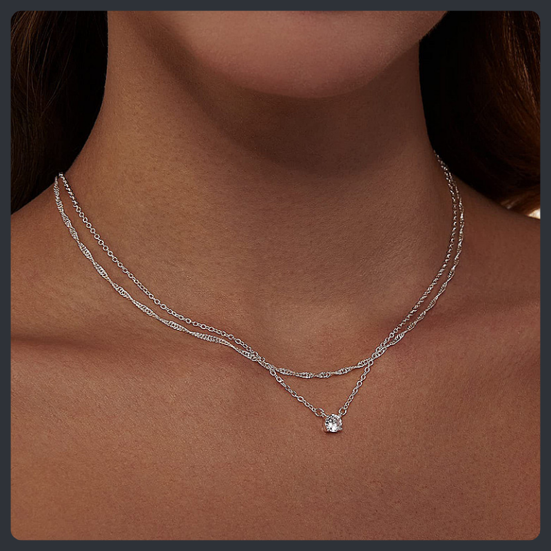Double-Layer ZC Pendant Necklace sterling silver 925 plated 316L Secondary image