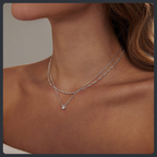 Double-Layer ZC Pendant Necklace sterling silver 925 plated 316L