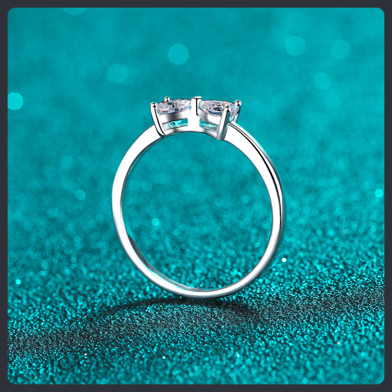 Butterflies Heart ZC Ring sterling silver 925 plated 316L