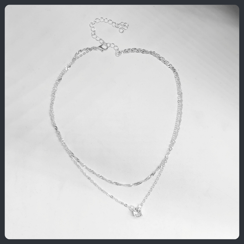 Double-Layer ZC Pendant Necklace sterling silver 925 plated 316L