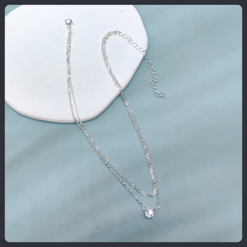 Double-Layer ZC Pendant Necklace sterling silver 925 plated 316L Main image