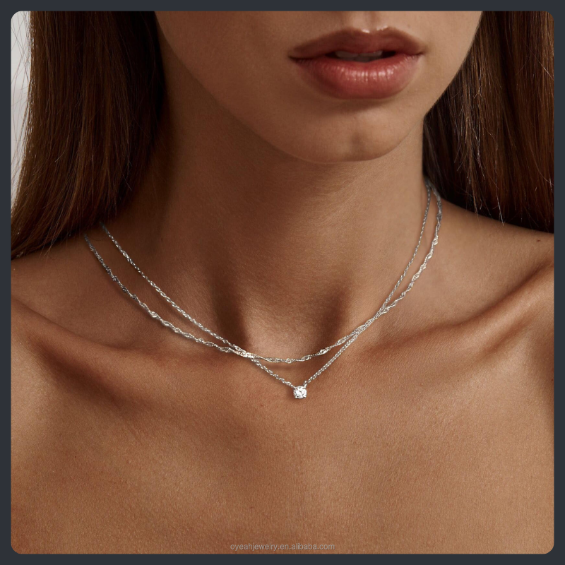 Double-Layer ZC Pendant Necklace sterling silver 925 plated 316L