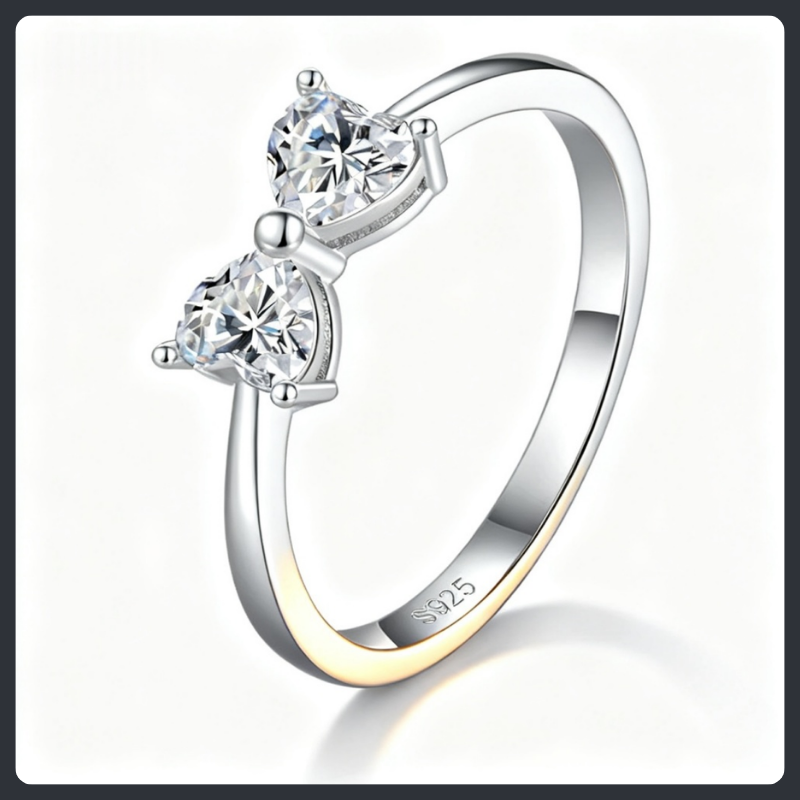 Butterflies Heart ZC Ring sterling silver 925 plated 316L