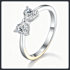 Butterflies Heart ZC Ring sterling silver 925 plated 316L