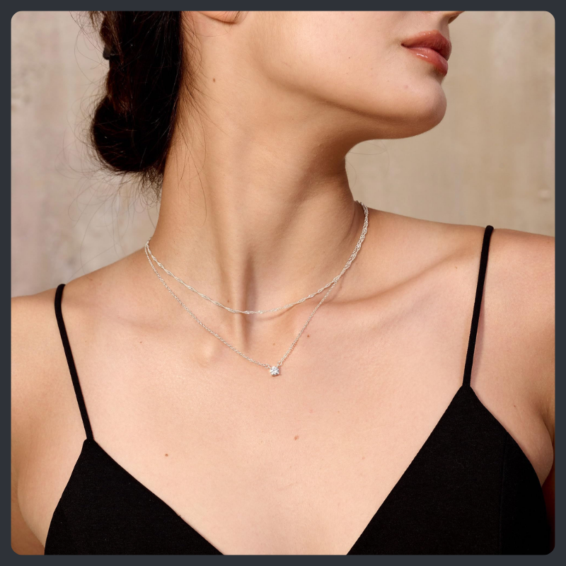 Double-Layer ZC Pendant Necklace sterling silver 925 plated 316L