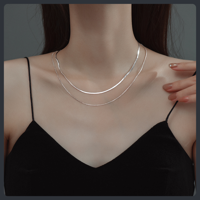 Double Layer Snake Chain ZC Necklace sterling silver 925 plated 316L