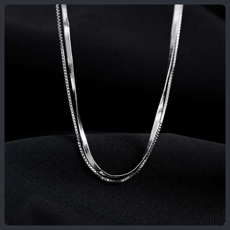 Double Layer Snake Chain ZC Necklace sterling silver 925 plated 316L