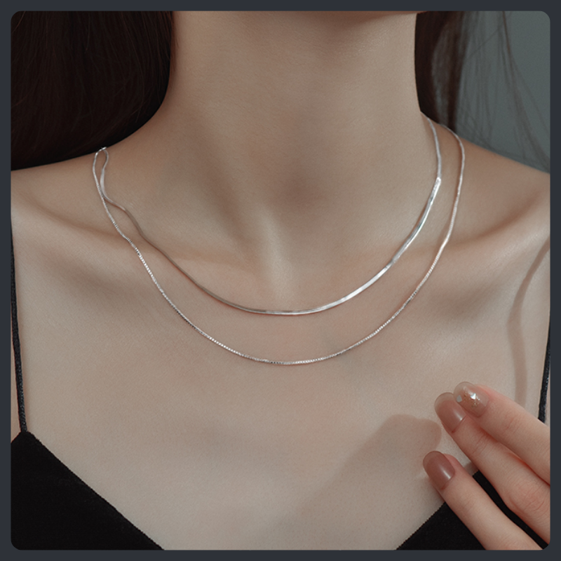 Double Layer Snake Chain ZC Necklace sterling silver 925 plated 316L