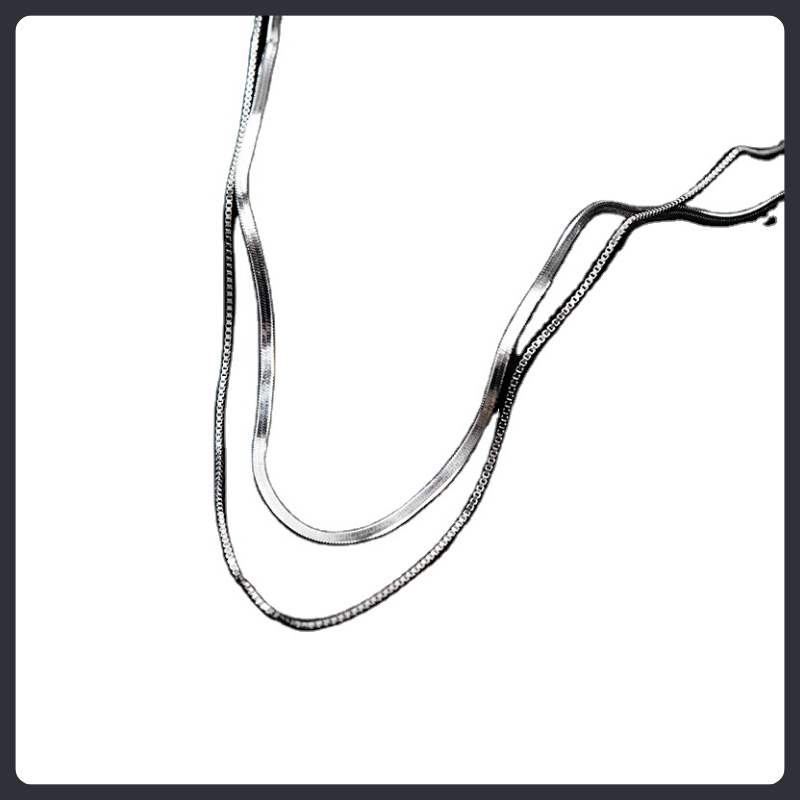 Double Layer Snake Chain ZC Necklace sterling silver 925 plated 316L