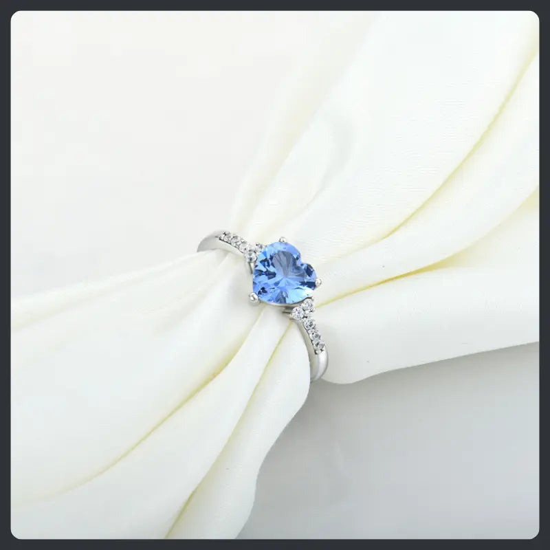 Blue Heart ZC Ring silver plated 316L