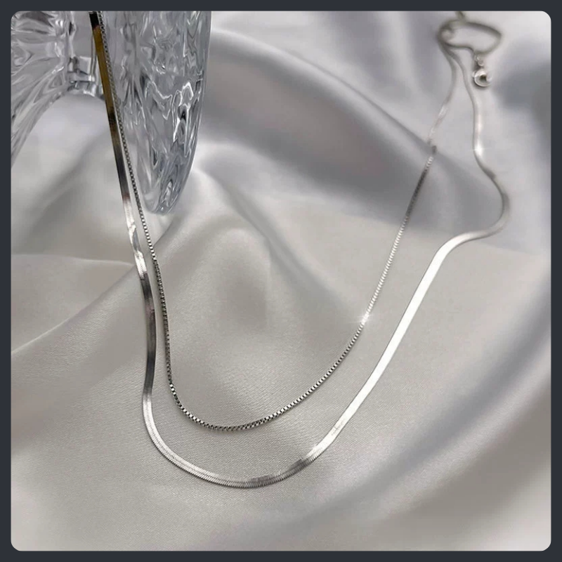 Double Layer Snake Chain ZC Necklace sterling silver 925 plated 316L