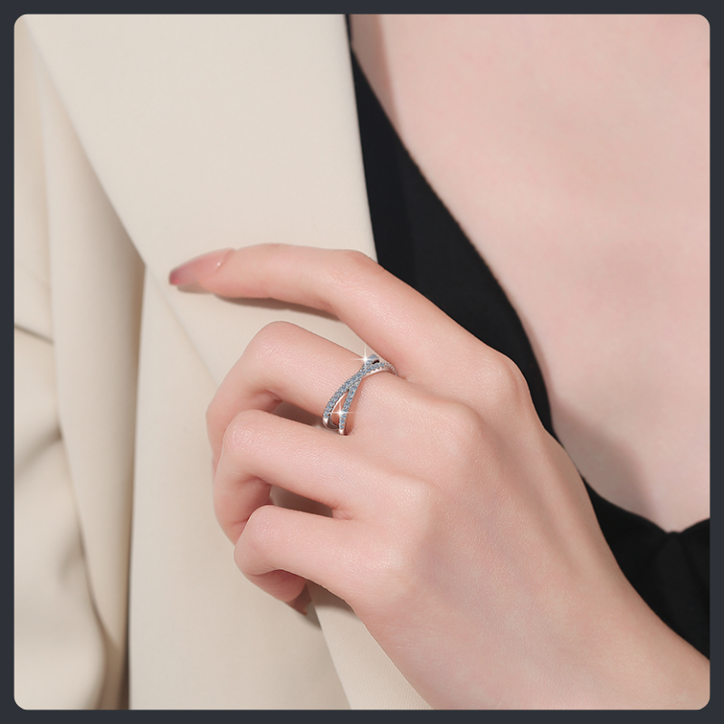 Criss Cross ZC Eternity Band sterling silver 925 plated 316L