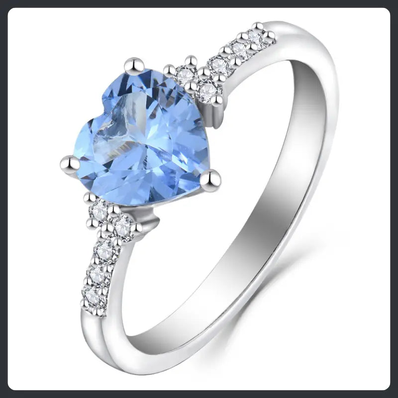 Blue Heart ZC Ring silver plated 316L
