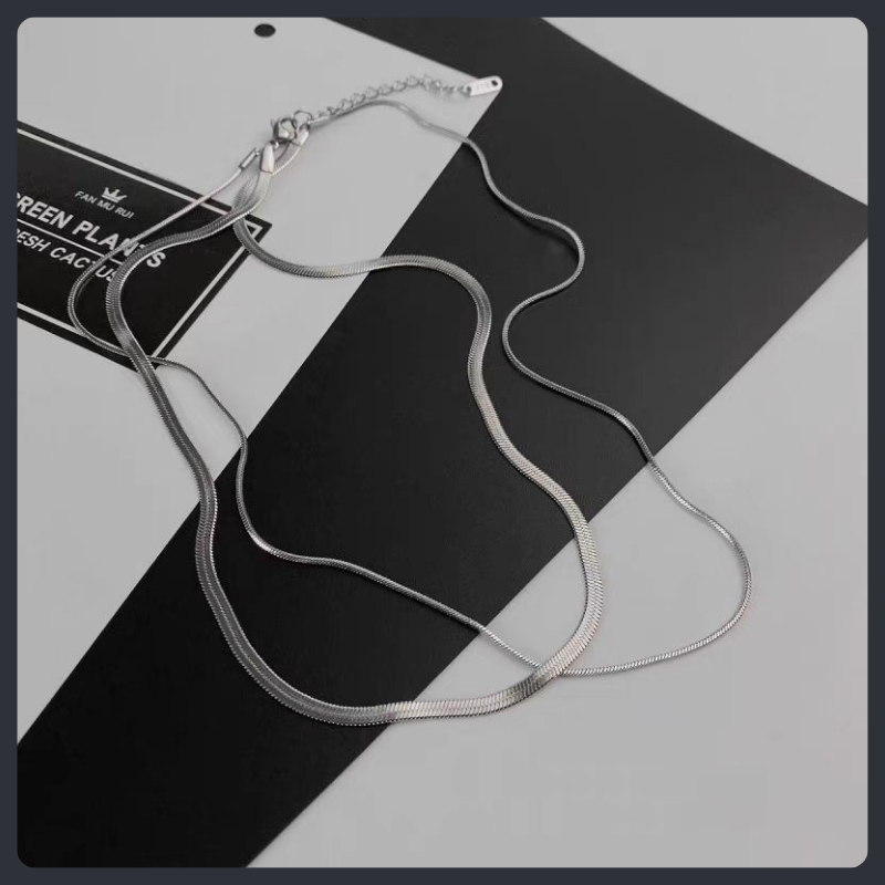 Double Layer Snake Chain ZC Necklace sterling silver 925 plated 316L
