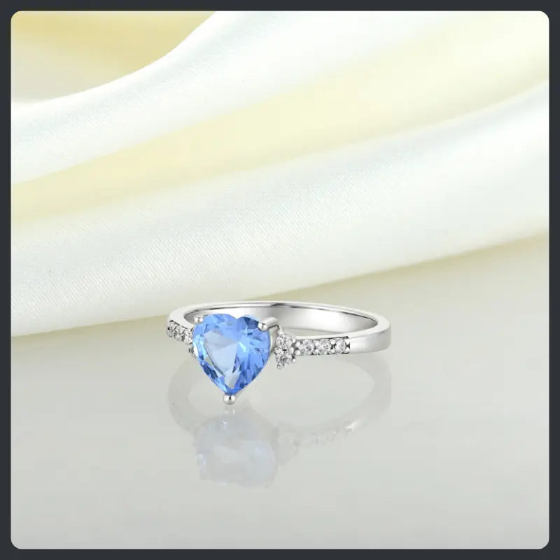 Blue Heart ZC Ring silver plated 316L