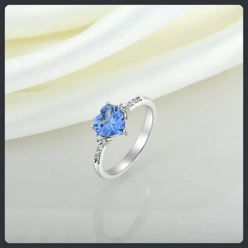 Blue Heart ZC Ring silver plated 316L