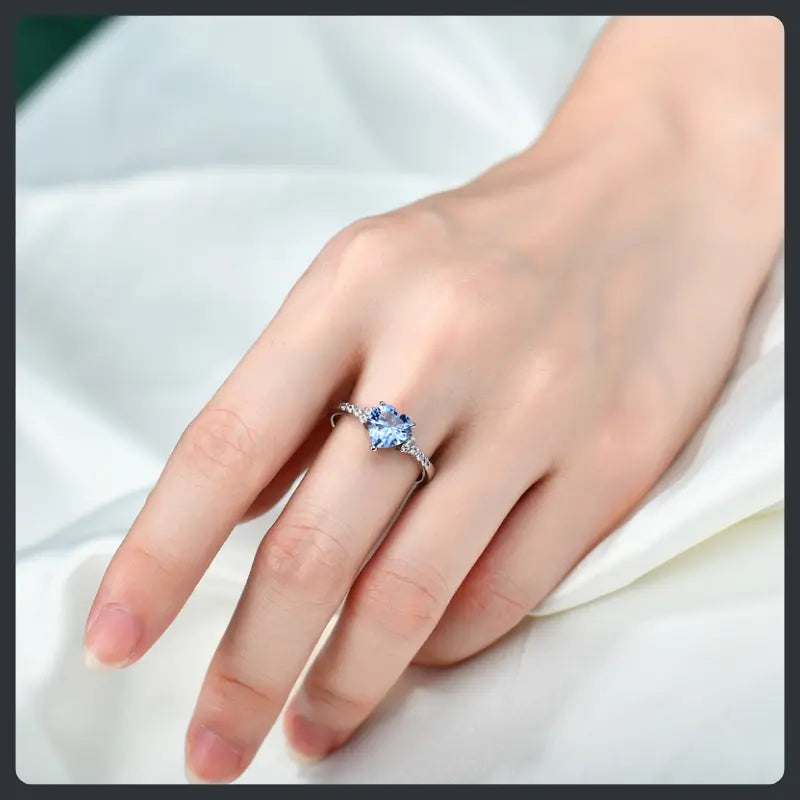 Blue Heart ZC Ring silver plated 316L
