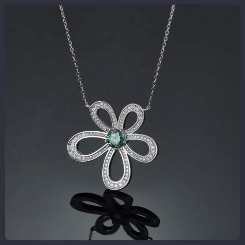 Flower ZC Pendant Necklace sterling silver 925 plated 316L Main image