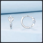 Silver Plated 316L Heart Hoop Earrings with ZC Accent