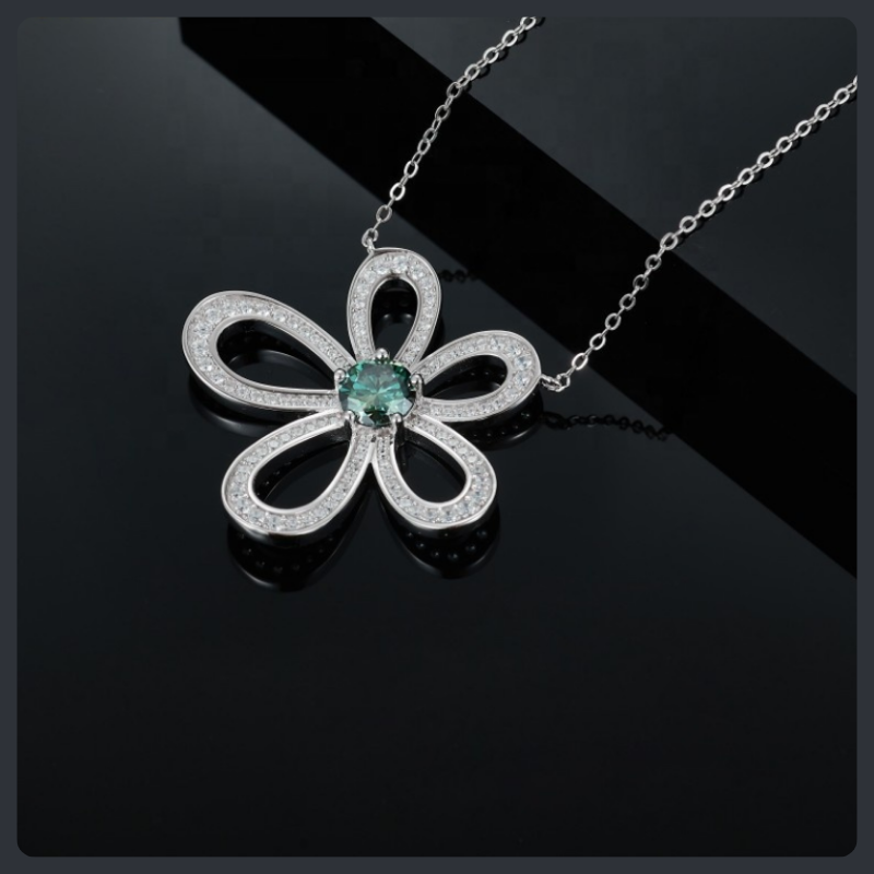 Flower ZC Pendant Necklace sterling silver 925 plated 316L