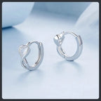 Silver Plated 316L Heart Hoop Earrings with ZC Accent