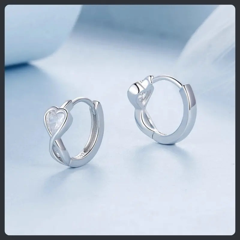Silver Plated 316L Heart Hoop Earrings with ZC Accent Main image