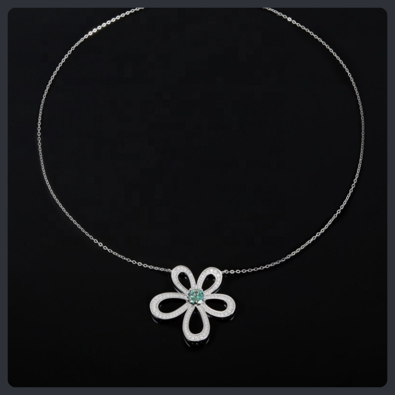 Flower ZC Pendant Necklace sterling silver 925 plated 316L