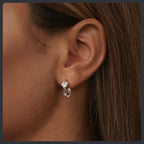 Silver Plated 316L Heart Hoop Earrings with ZC Accent